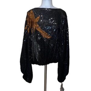 Vintage 80s/90s St. Martin Beaded~Sequin Slouch Dressy Blouse~NWT